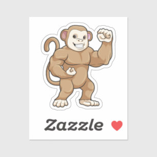 Monkey as Bodybuilder at Bodybuilding Sticker