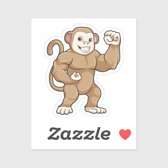 Monkey as Bodybuilder at Bodybuilding Sticker (Sheet)