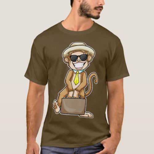 Monkey as Businessman with Briefcase Sunglasses T_Shirt