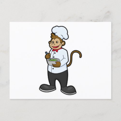 Monkey as Cook with Bowl Postcard