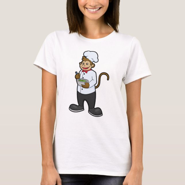 Monkey as Cook with Bowl T-Shirt (Front)