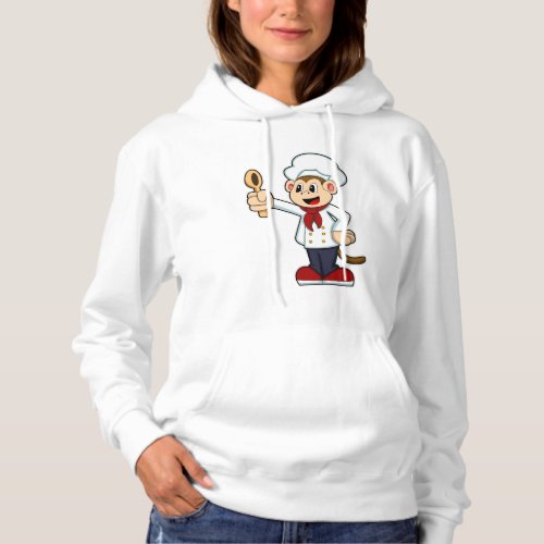 Monkey as Cook with Cooking apron  Wooden spoon Hoodie