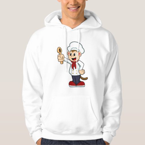 Monkey as Cook with Cooking apron  Wooden spoon Hoodie