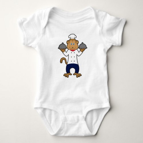 Monkey as Cook with Serving plates Baby Bodysuit