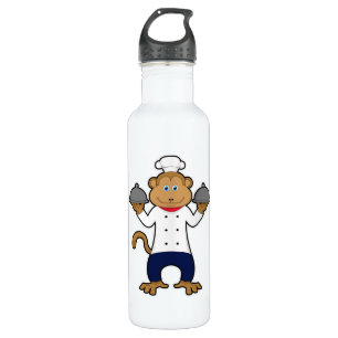 Monkey as Cook with Serving plates Stainless Steel Water Bottle