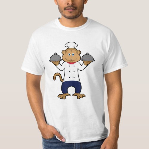 Monkey as Cook with Serving plates T_Shirt