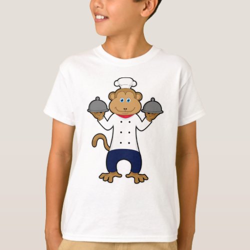 Monkey as Cook with Serving plates T_Shirt