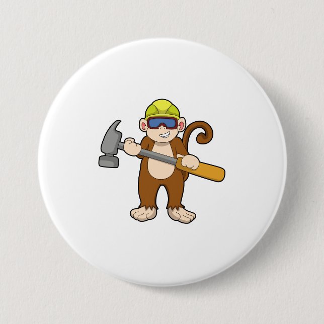Monkey as Craftsman with Hammer Button (Front)
