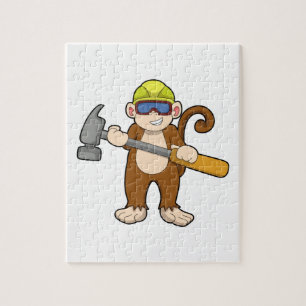 Monkey as Craftsman with Hammer Jigsaw Puzzle