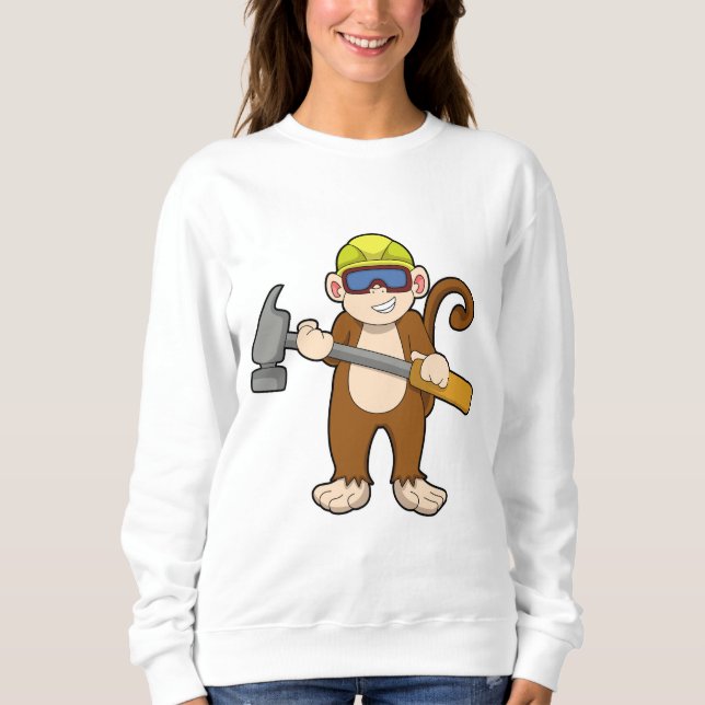 Monkey as Craftsman with Hammer Sweatshirt (Front)