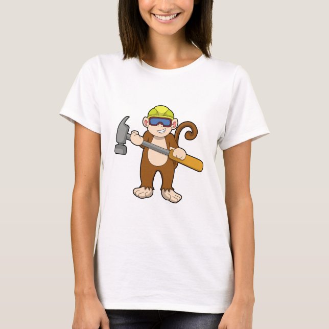Monkey as Craftsman with Hammer T-Shirt (Front)