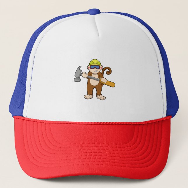 Monkey as Craftsman with Hammer Trucker Hat (Front)