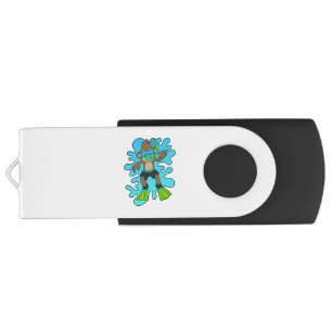Monkey as Diver with Snorkel Flash Drive
