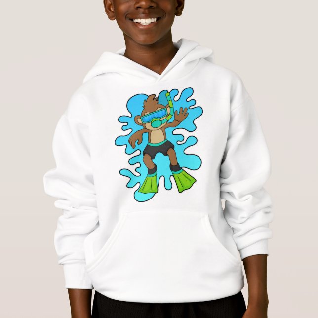 Monkey as Diver with Snorkel Hoodie (Front)