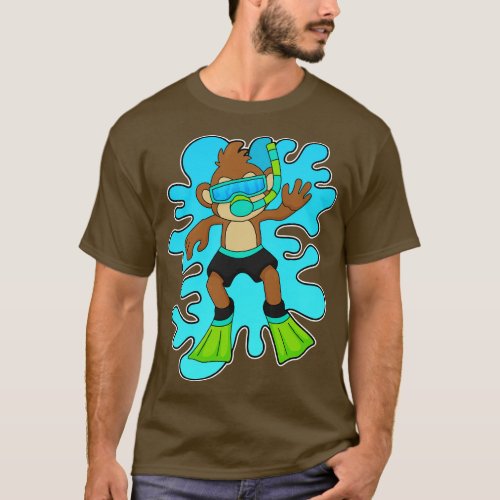 Monkey as Diver with Snorkel T_Shirt