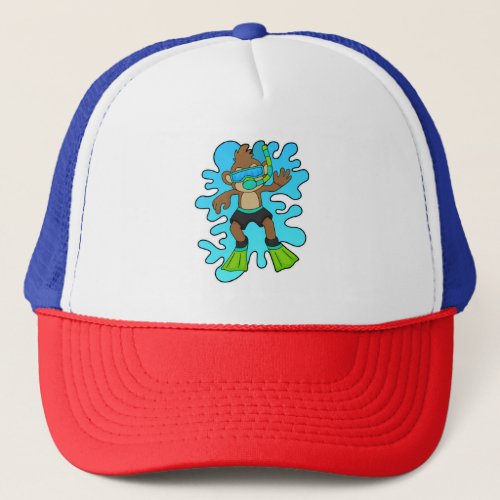 Monkey as Diver with Snorkel Trucker Hat