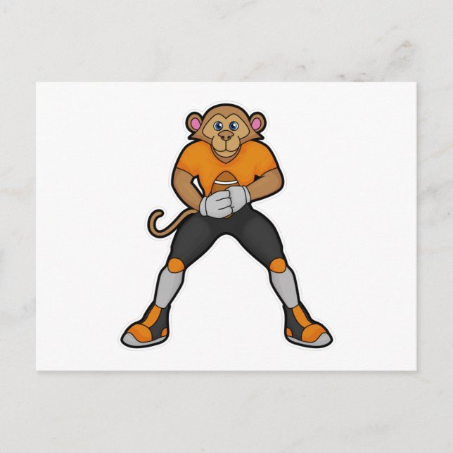 Monkey as Football player with Football Postcard (Front)