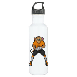 Monkey as Football player with Football Stainless Steel Water Bottle