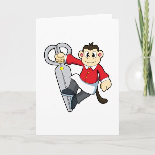 Monkey as Hairdresser with Scissors Card