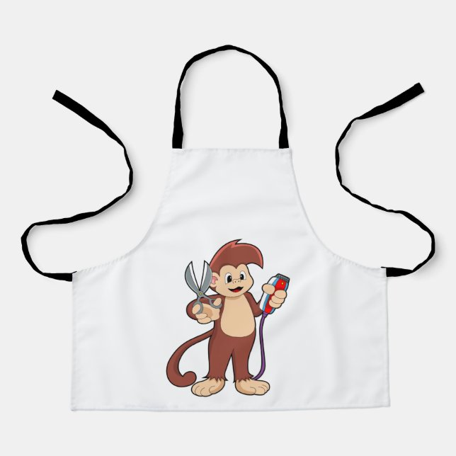 Monkey as Hairdresser with Scissors & Razor Apron (Front)