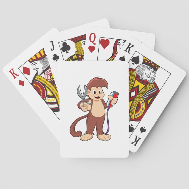 Monkey as Hairdresser with Scissors & Razor Poker Cards (Back)