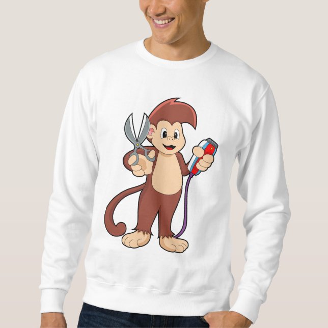 Monkey as Hairdresser with Scissors & Razor Sweatshirt (Front)