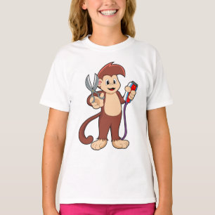 Monkey as Hairdresser with Scissors & Razor T-Shirt