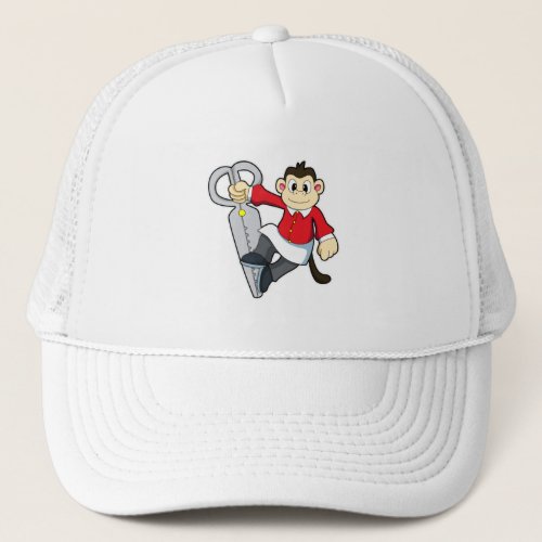 Monkey as Hairdresser with Scissors Trucker Hat