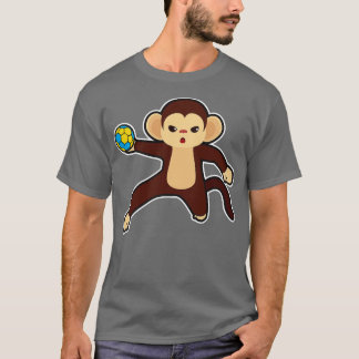Monkey as Handball player with Handball 2 T-Shirt