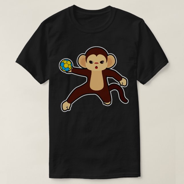 Monkey as Handball player with Handball T-Shirt (Design Front)