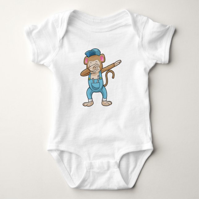 Monkey as Mechanic at Hip Hop Dance Dab Baby Bodysuit (Front)
