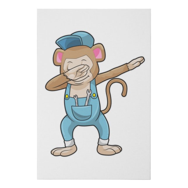 Monkey as Mechanic at Hip Hop Dance Dab Faux Canvas Print (Front)