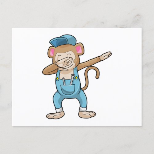 Monkey as Mechanic at Hip Hop Dance Dab Postcard