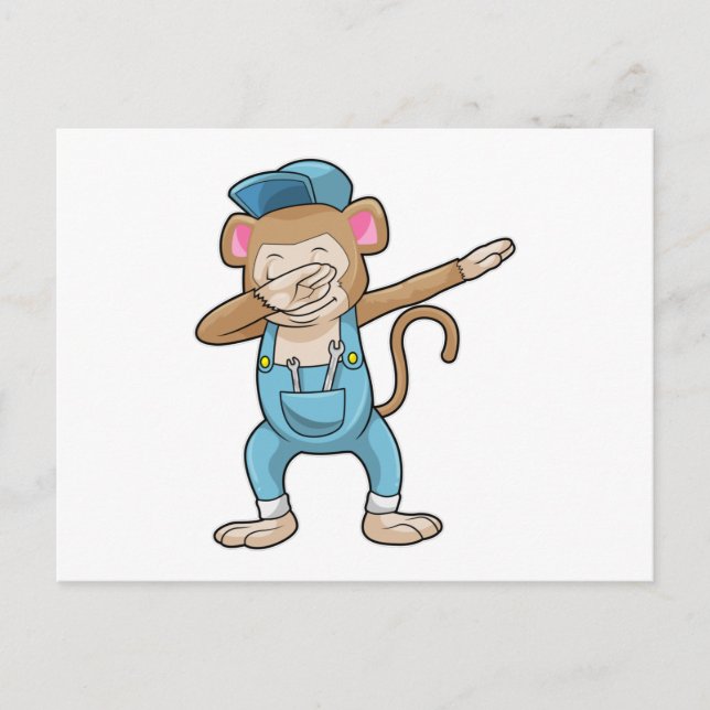 Monkey as Mechanic at Hip Hop Dance Dab Postcard (Front)