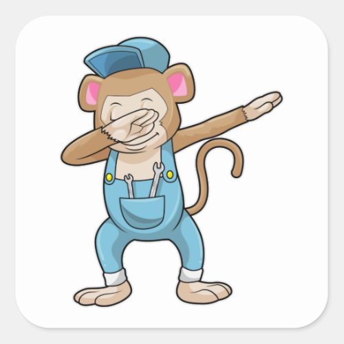 Monkey as Mechanic at Hip Hop Dance Dab Square Sticker