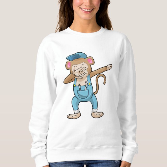 Monkey as Mechanic at Hip Hop Dance Dab Sweatshirt (Front)