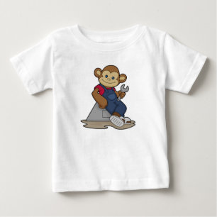 Monkey as Mechanic with Wrench Baby T-Shirt