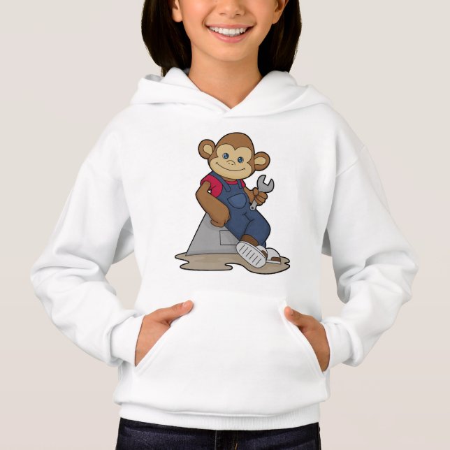 Monkey as Mechanic with Wrench Hoodie (Front)