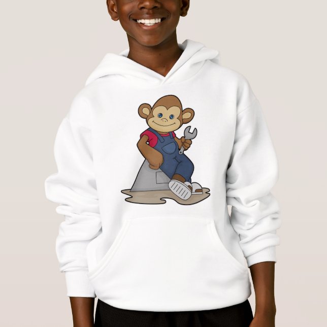 Monkey as Mechanic with Wrench Hoodie (Front)