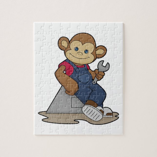 Monkey as Mechanic with Wrench Jigsaw Puzzle (Vertical)