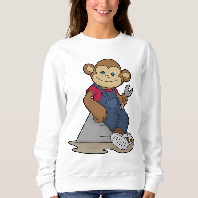 Monkey as Mechanic with Wrench Sweatshirt (Front)