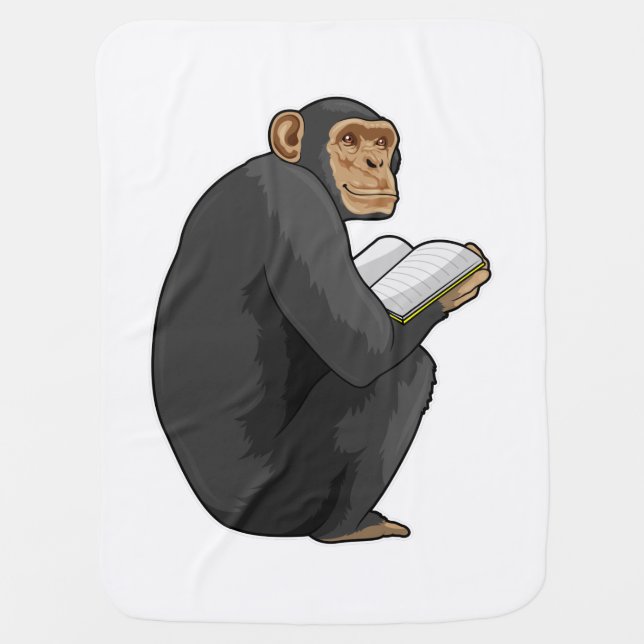Monkey as Nerd with Book Baby Blanket (Front)