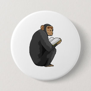 Monkey as Nerd with Book Button