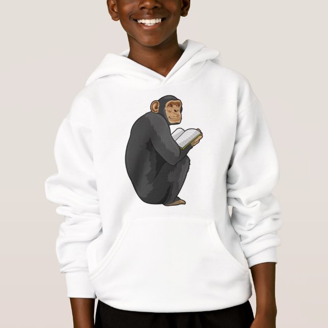 Monkey as Nerd with Book Hoodie (Front)