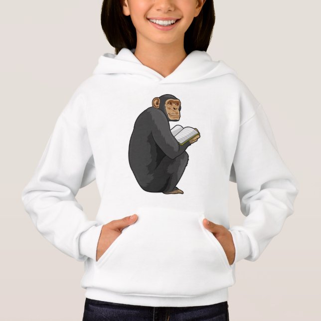 Monkey as Nerd with Book Hoodie (Front)