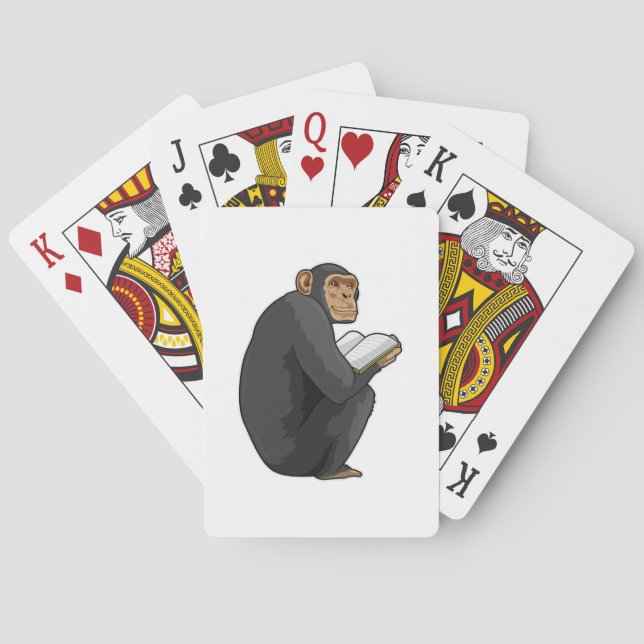 Monkey as Nerd with Book Poker Cards (Back)