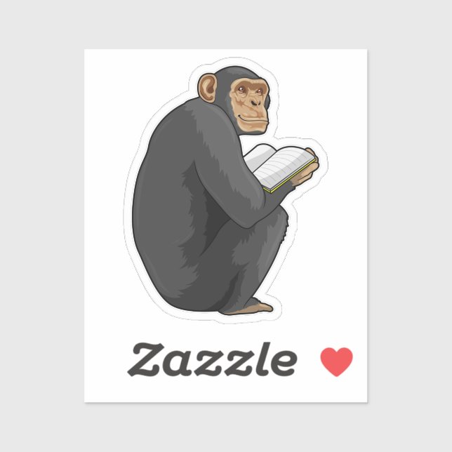 Monkey as Nerd with Book Sticker (Sheet)