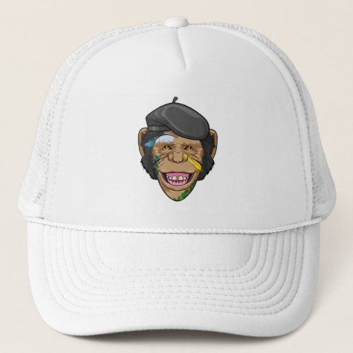 Monkey as Painter Trucker Hat