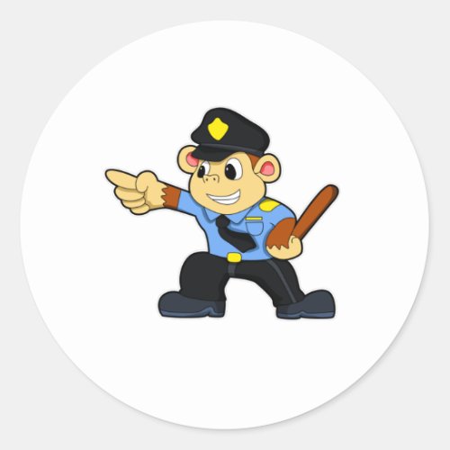 Monkey as Police officer _ Police Classic Round Sticker