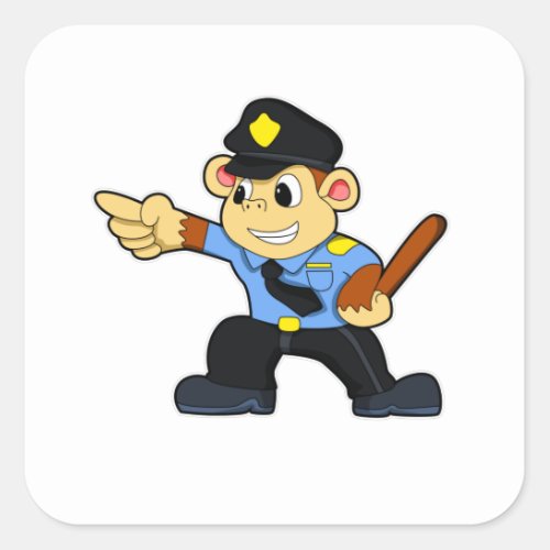 Monkey as Police officer _ Police Square Sticker